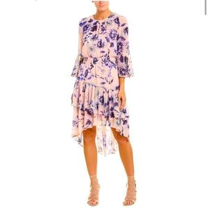 Eliza J Floral Chiffon Asymmetrical Tiered Dress Size 6